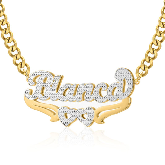 Double Hearted 3D Plated Name Necklace
