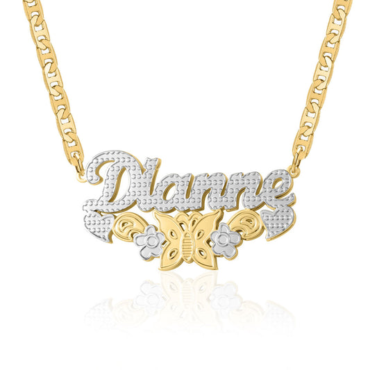 Monarch Butterfly 3D Plated Name Necklace