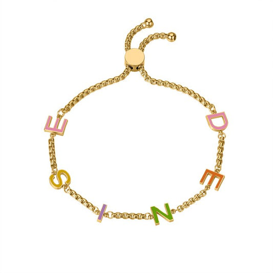 Colored Letter Charm Name Bracelet