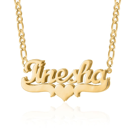 Classic Heart Bar 3D Plated Name Necklace