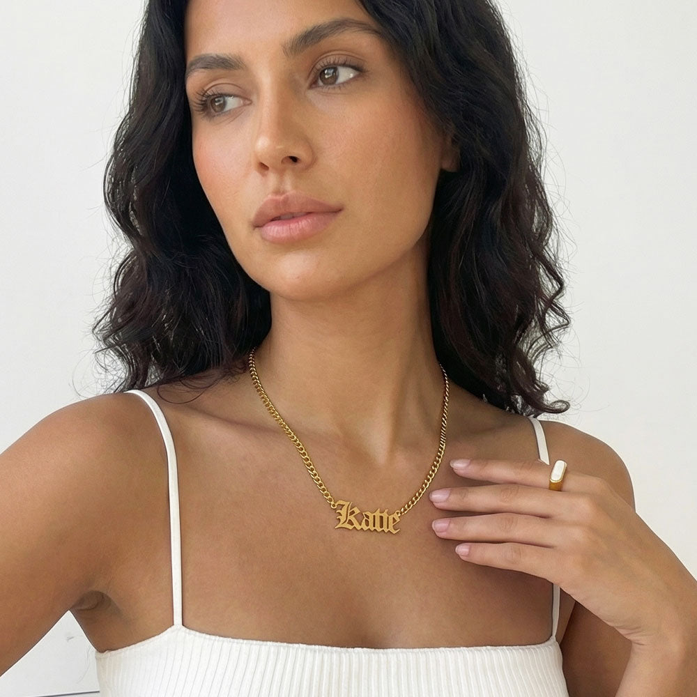 Old English Name Necklace