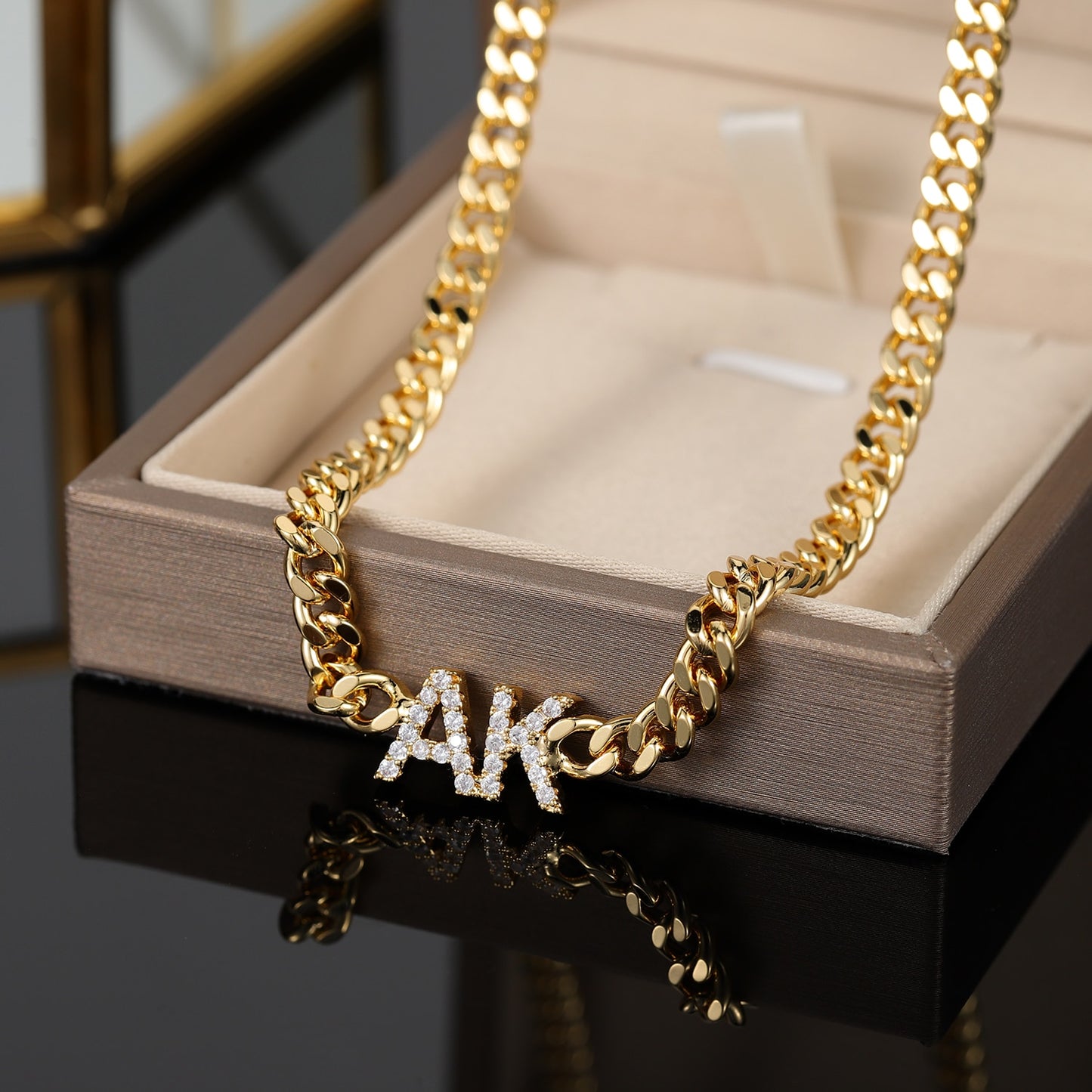 Cuban initial necklace Outlet